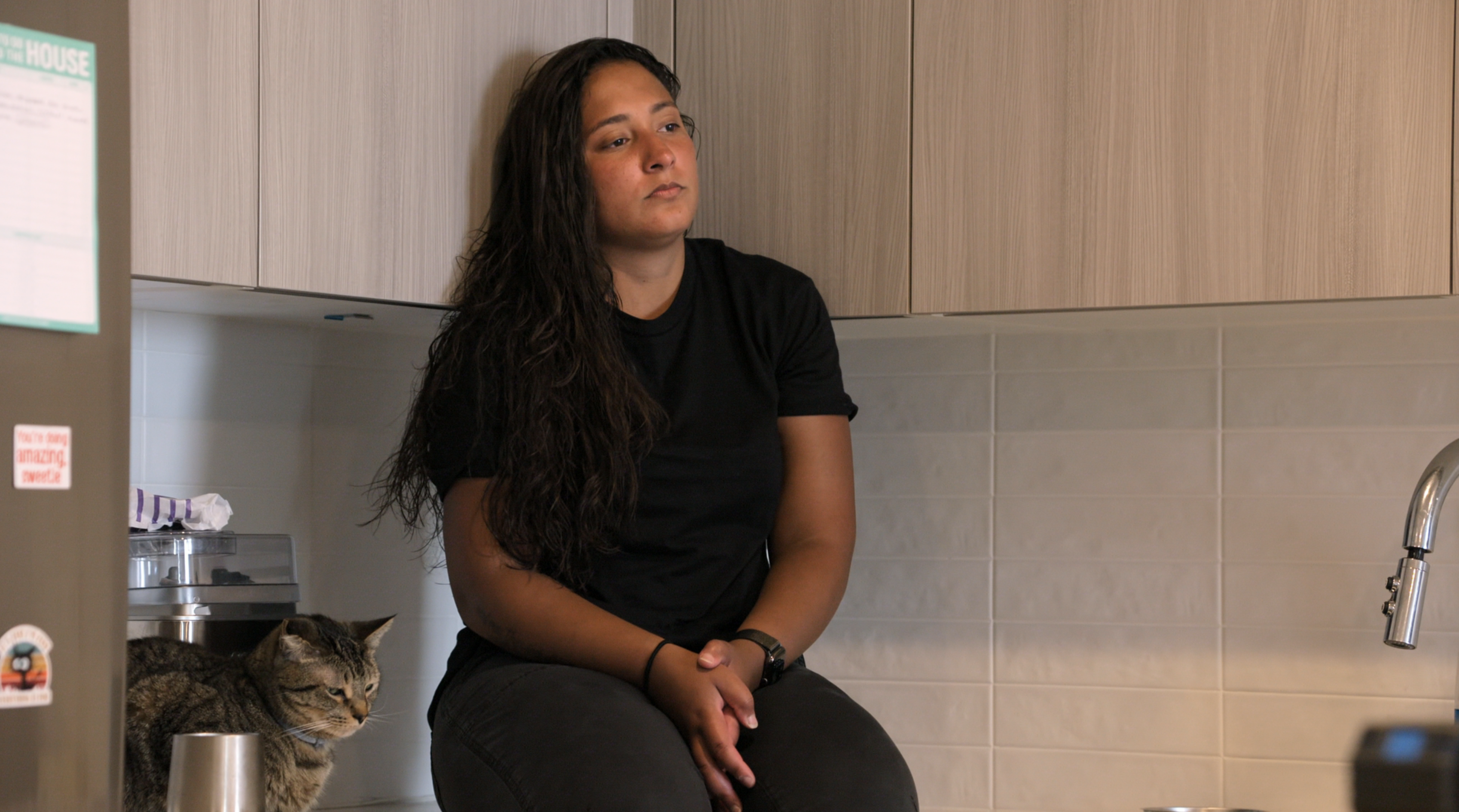 Mel and a cat in Queer Ultimatum
